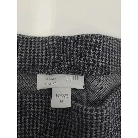 J. Jill Ponte Slim Leg Pants Women's Size Medium Houndstooth Grey Elastic Waist - Picture 4 of 7